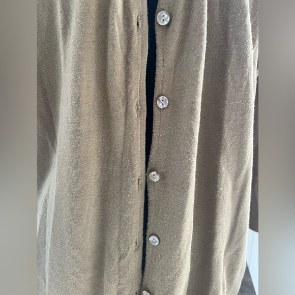 Ballantyne Tan Brown Silk & Cotton Blend Button Closure Cardigan 6 - Picture 4 of 5